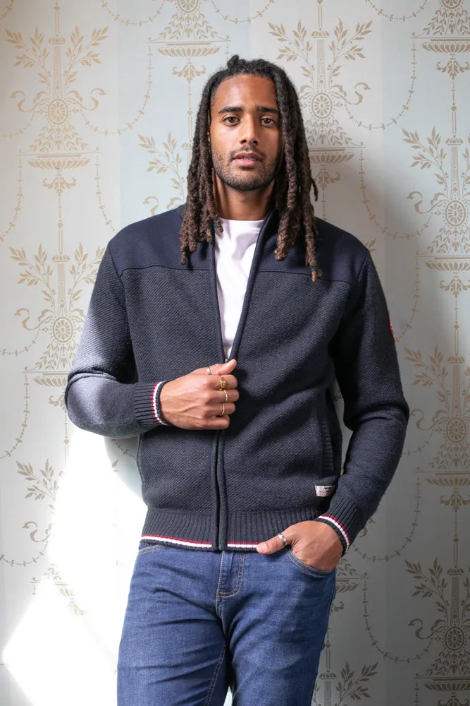 D555 Tall Men's Navy Zip Sweater With Lining Aberdare 1