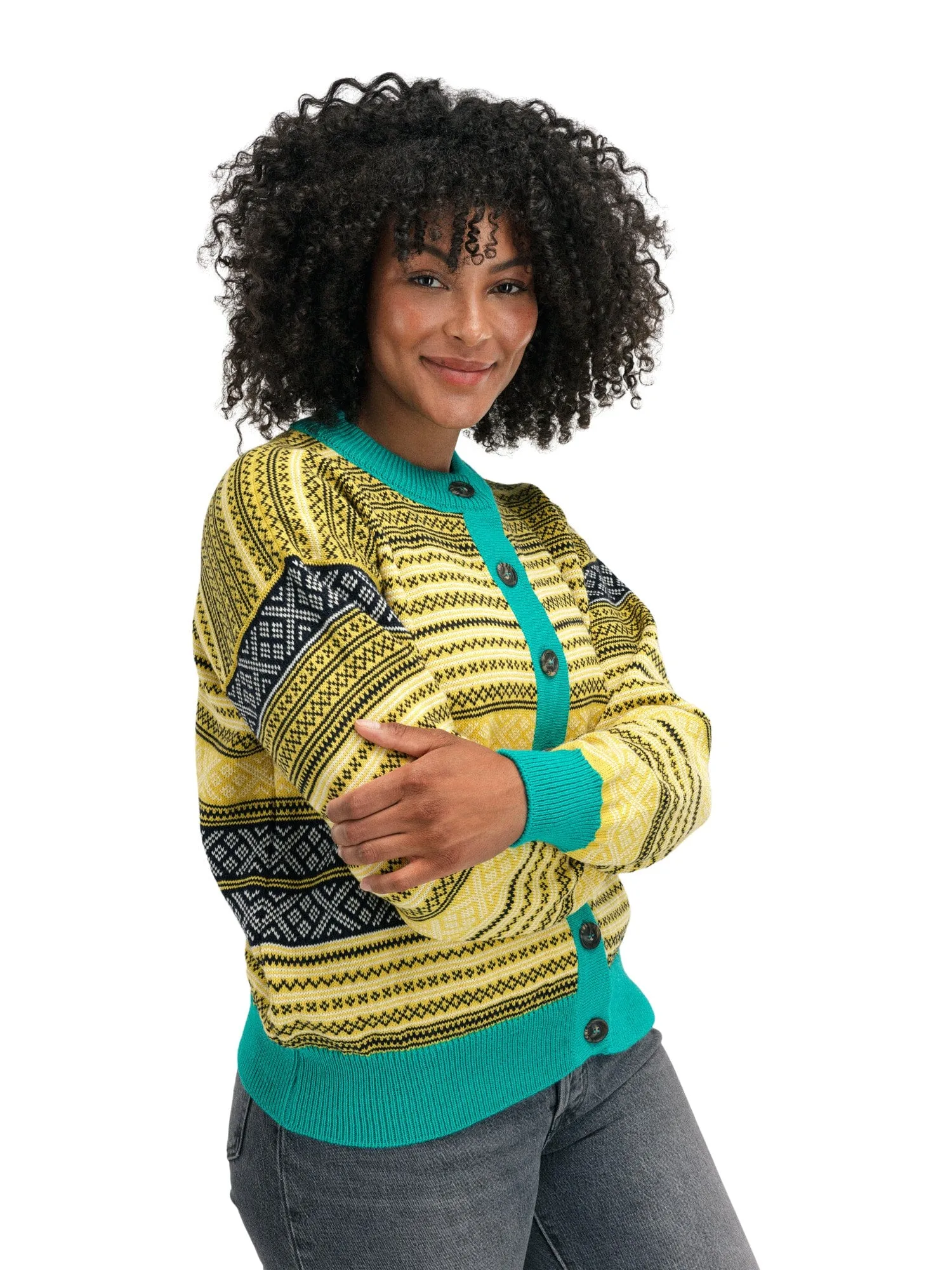 Dale of Norway Skarpoy Cardigan Women's Sweet Honey Peacock Navy