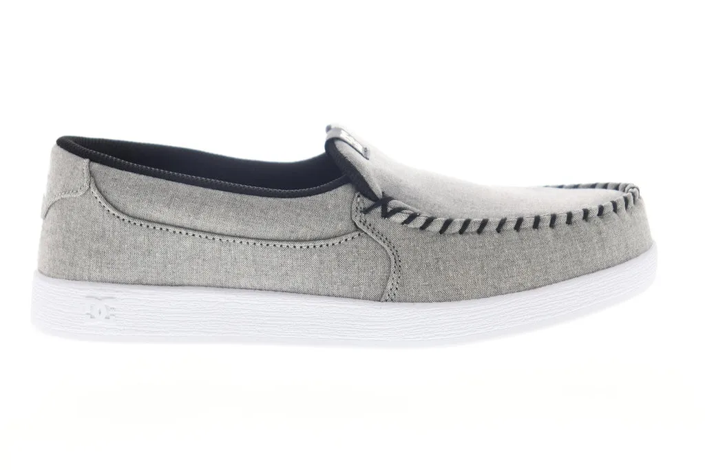 DC Villain Men's Gray Canvas Slip On Skate Shoes ADYS100200