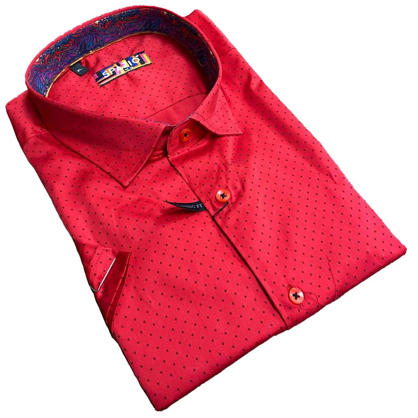 Dot Style Button Up Shirt (Red)