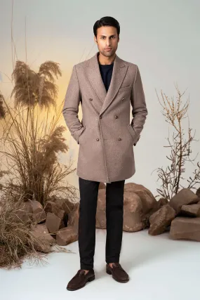 Double-Breasted Overcoat Khaki Melange