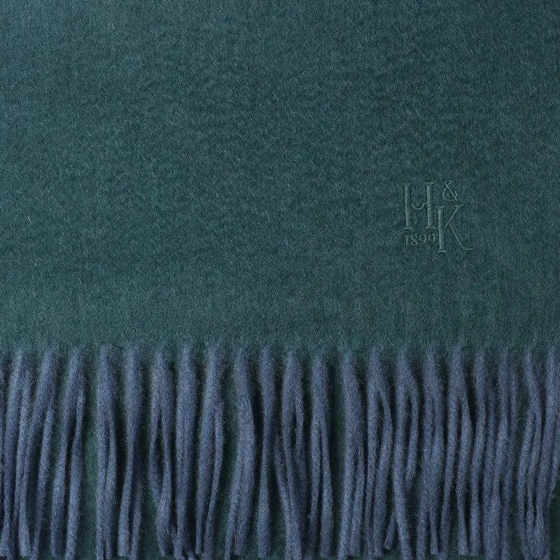 Drake Green Cashmere Scarf with Embroidery