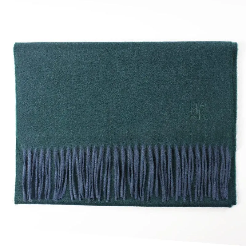 Drake Green Cashmere Scarf with Embroidery