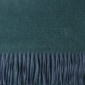 Drake Green Cashmere Scarf with Embroidery