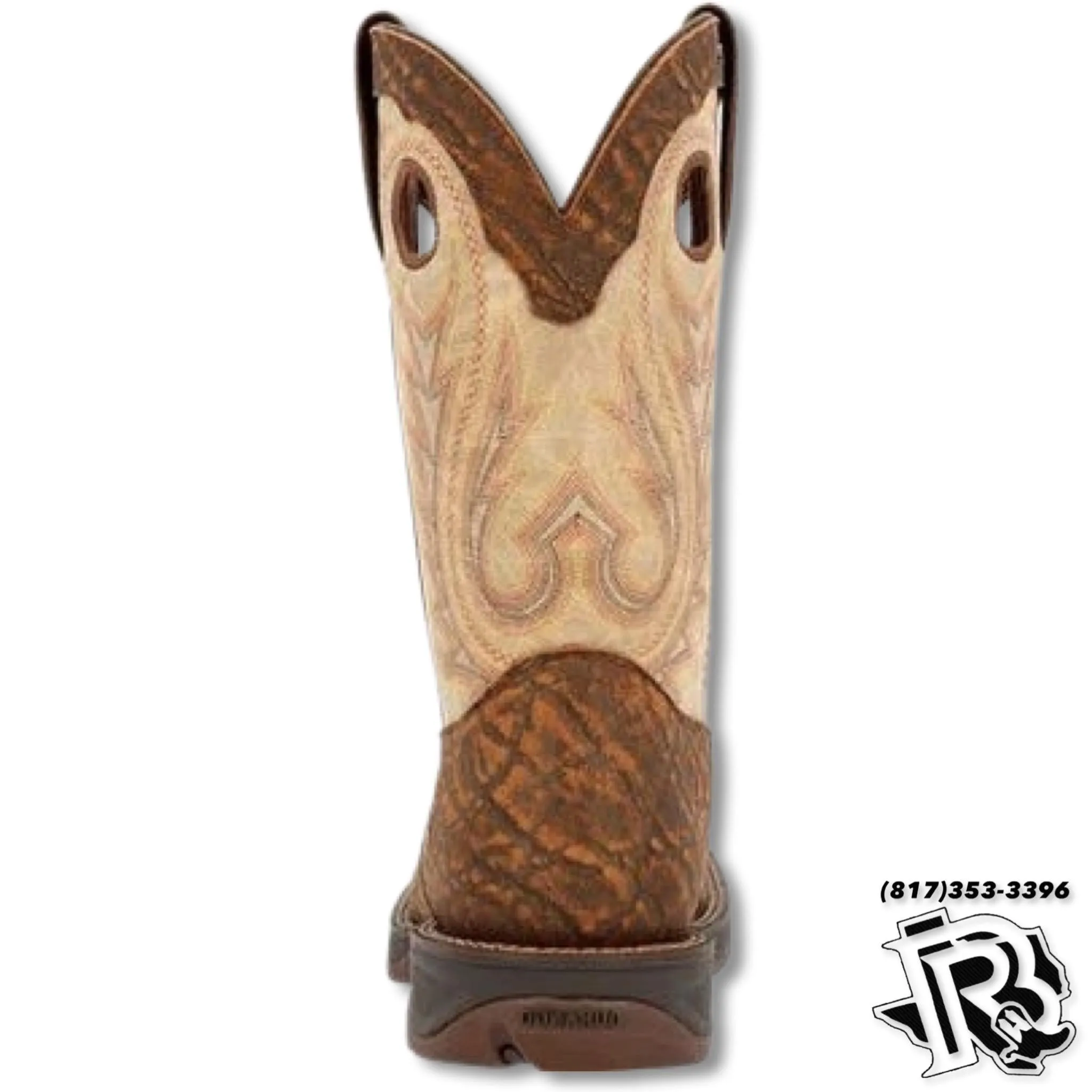 Durango Bone Work Boots DDB0378 | Tan Elephant Print Cowboy Boot