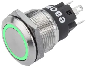 EAO 82 Series Illuminated Push Button Switch, Momentary, Panel Mount, 19mm Cutout, SPDT, Green LED, 240V, IP65, IP67