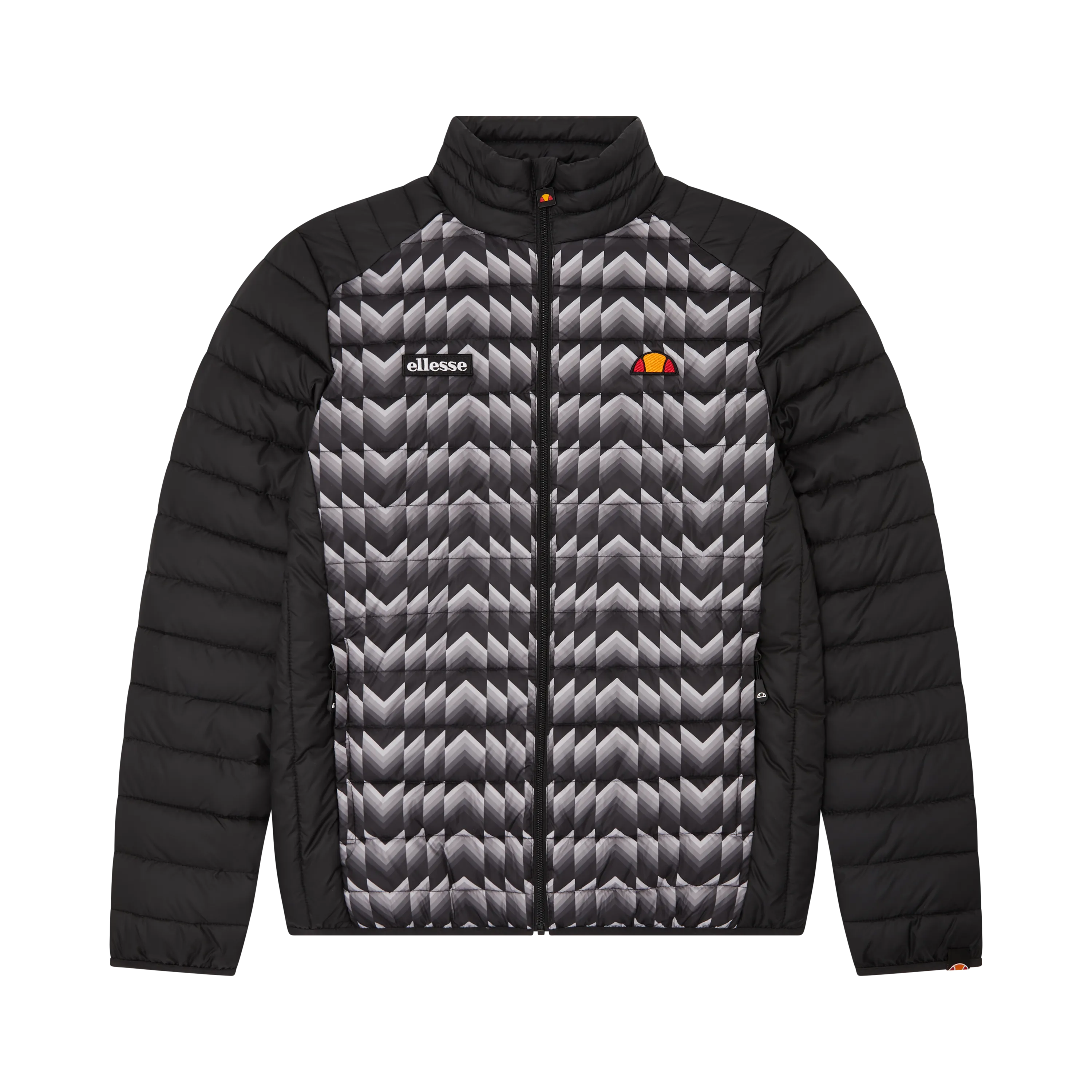 Black Ellesse Mens Tartaro Padded Retro Print Jacket