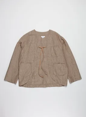 Beige Linen Glen Plaid Cutaway Jacket by Engineered Garments