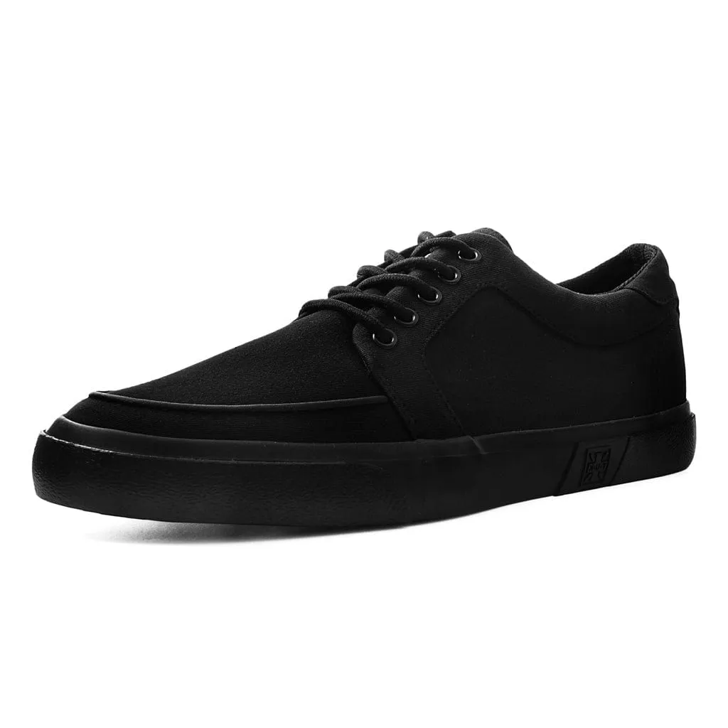 Essential Black Canvas Creeper Sneakers with Eyelet Detail,