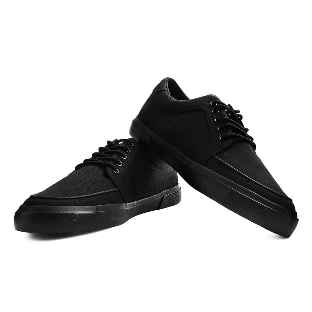 Essential Black Canvas Creeper Sneakers with Eyelet Detail,