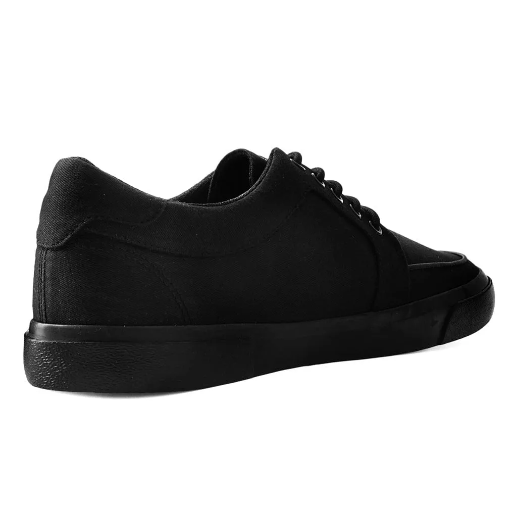 Essential Black Canvas Creeper Sneakers with Eyelet Detail,