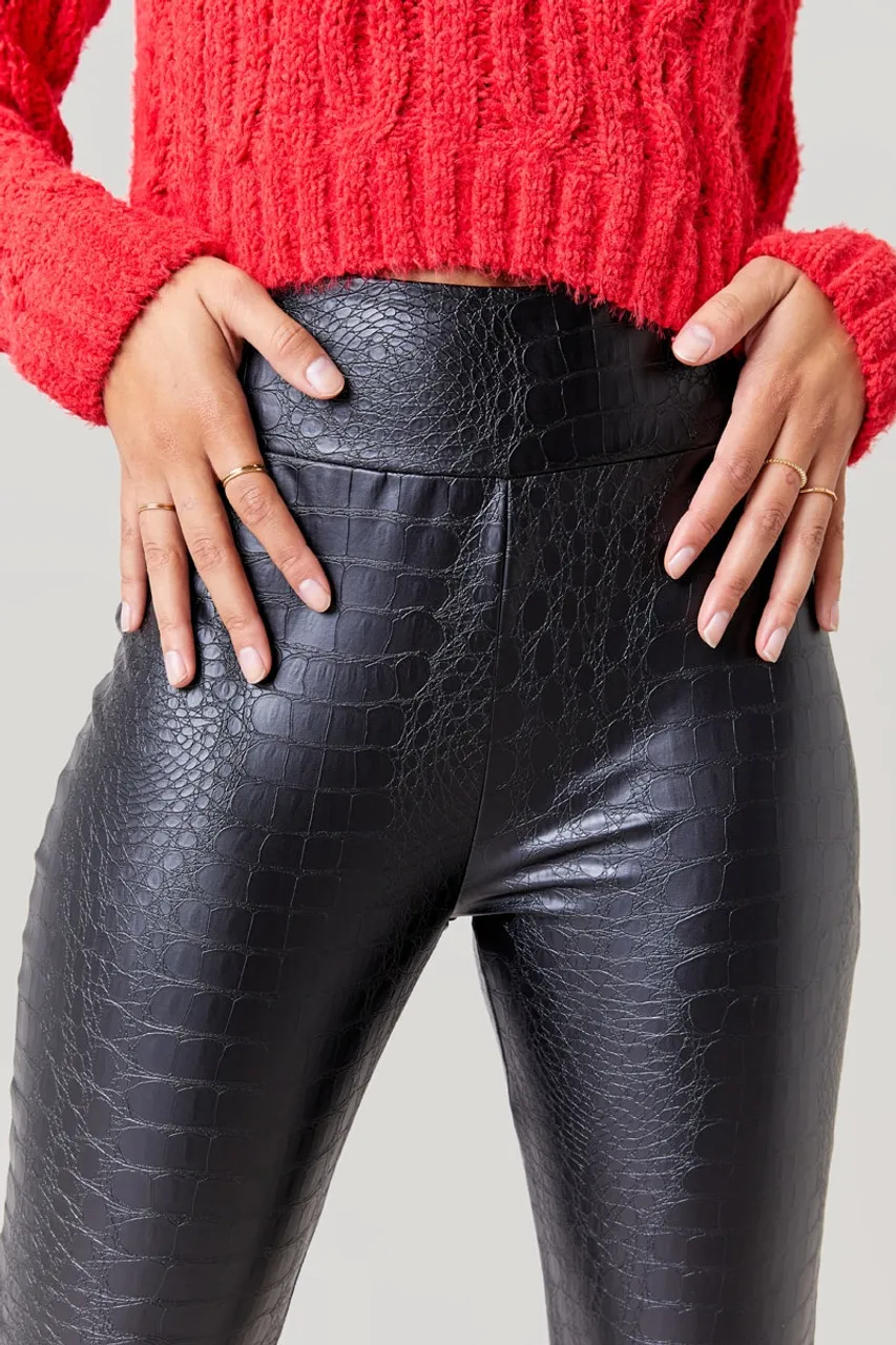 Faux Leather Leggings with Snake Print by Corey