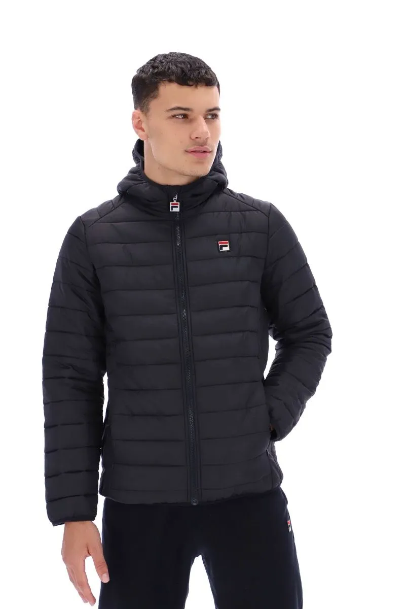 Black Casual Jacket by Fila Quilted Pavo