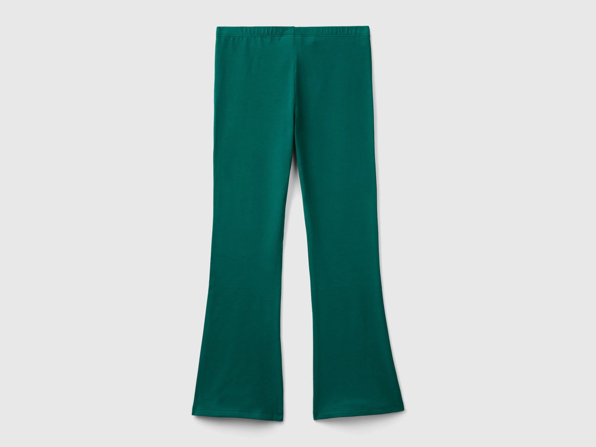 Stretch Cotton Flared Leggings - Dark Green | Benetton