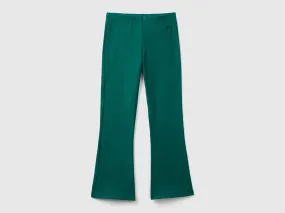 Stretch Cotton Flared Leggings - Dark Green | Benetton