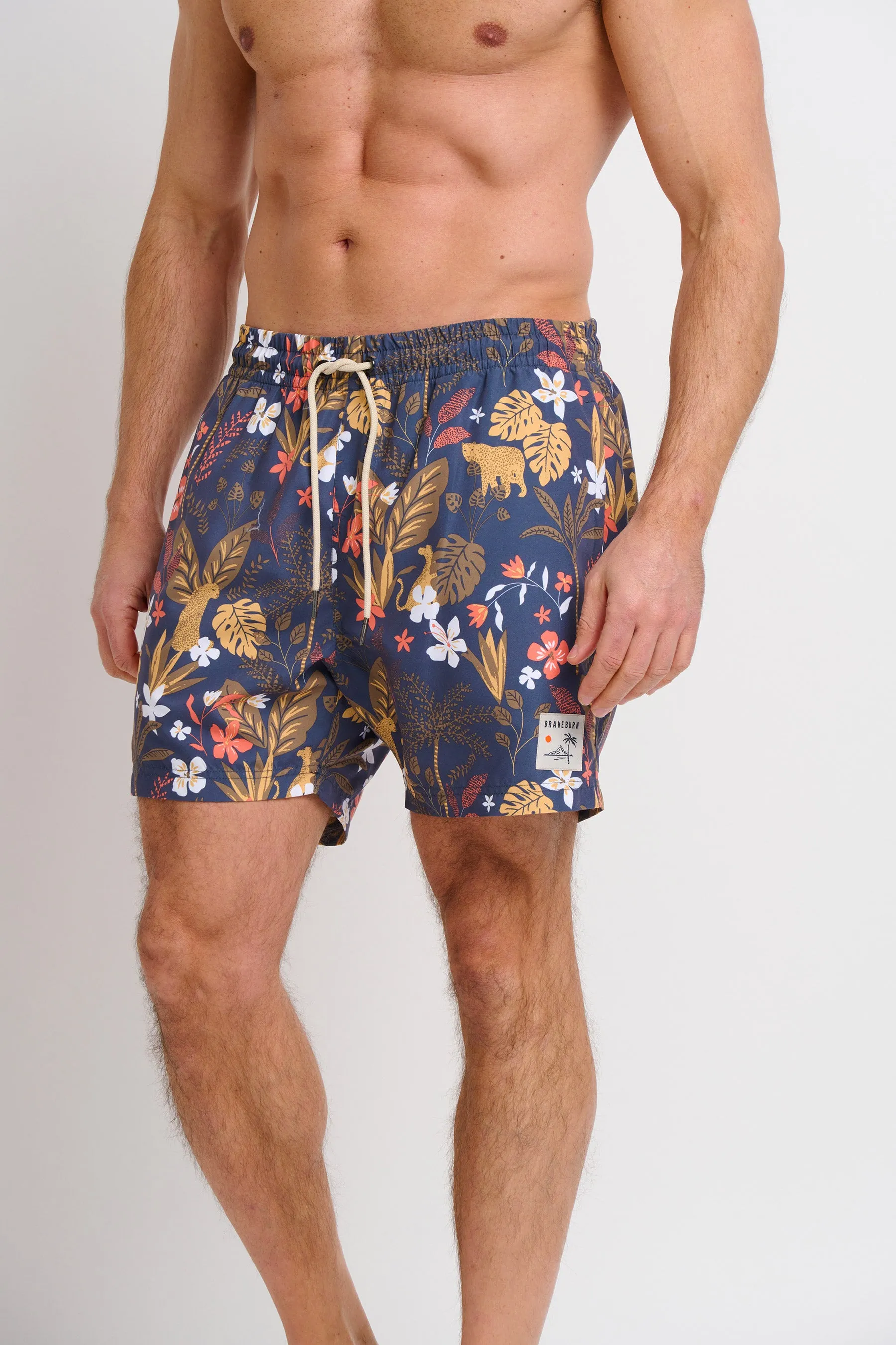 Floral Pattern Swim Trunks