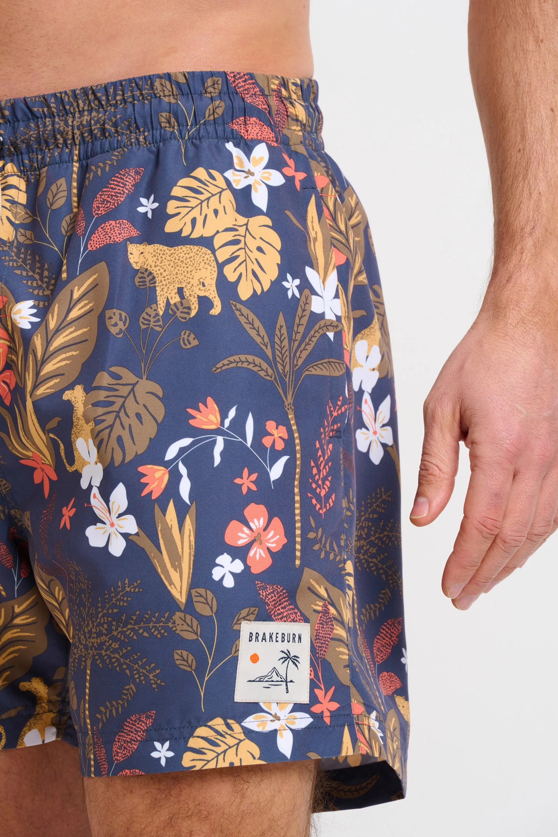 Floral Pattern Swim Trunks