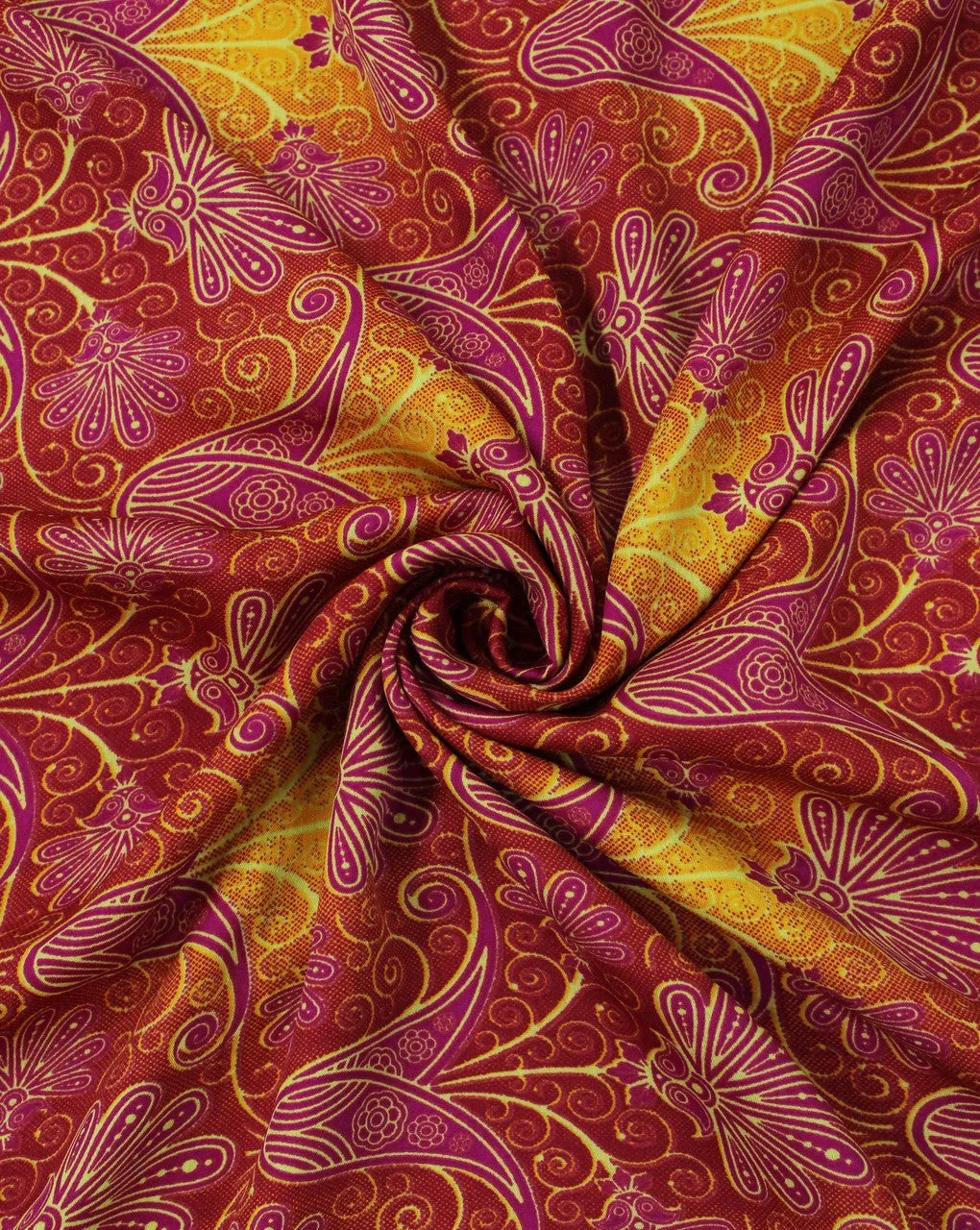 Floral Print Polyester Crepe Fabric in Pink and Multicolor