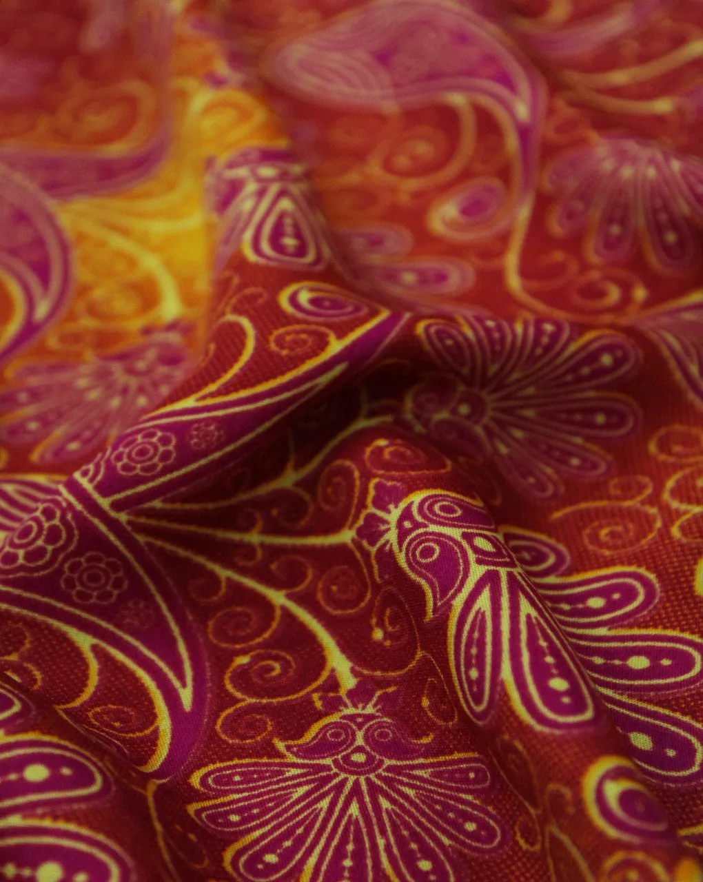 Floral Print Polyester Crepe Fabric in Pink and Multicolor