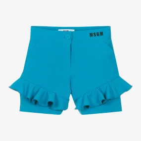 Girls Blue Crêpe Frilled Shorts