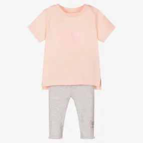 Pink and Grey Leggings Set for Girls