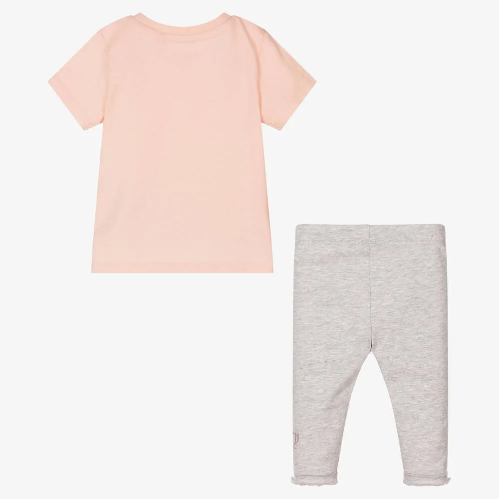 Pink and Grey Leggings Set for Girls