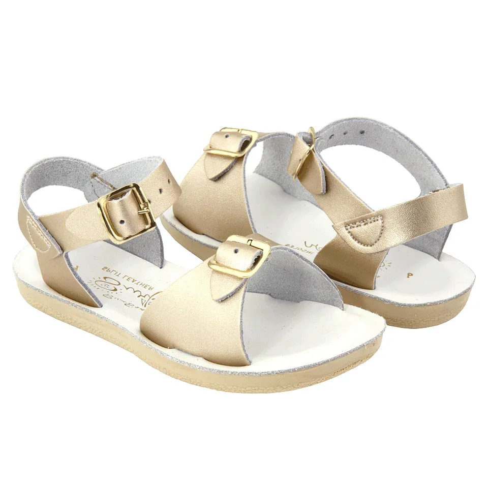 Gold Surfer Sandals for Children in Salt Water