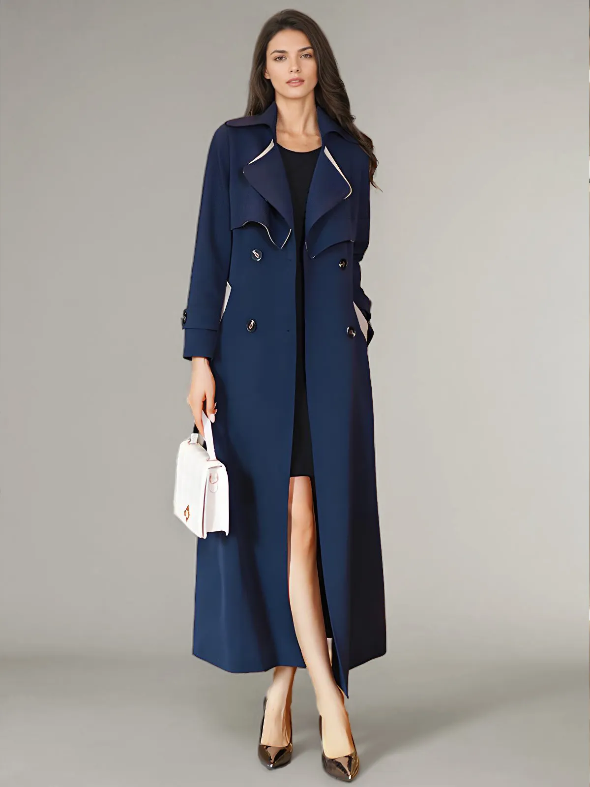 Good Quality Women's Trench Coat with Sash and Turndown Collar