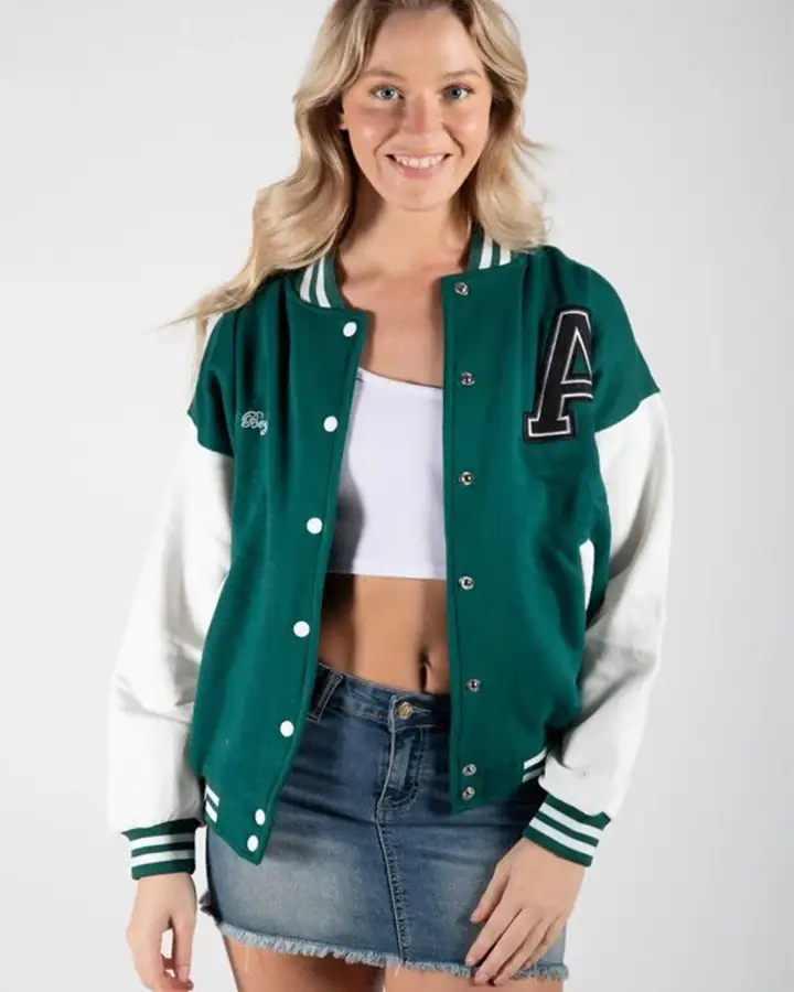 green and white varsity jacket - william jacket