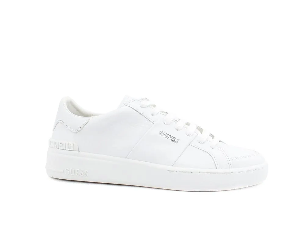 GUESS White Leather Men's Sneaker with Logo Strap - FM5VESFAL12