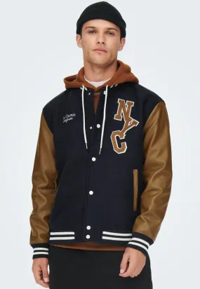 Jay Varsity Dark Navy College Jacket by Only & Sons