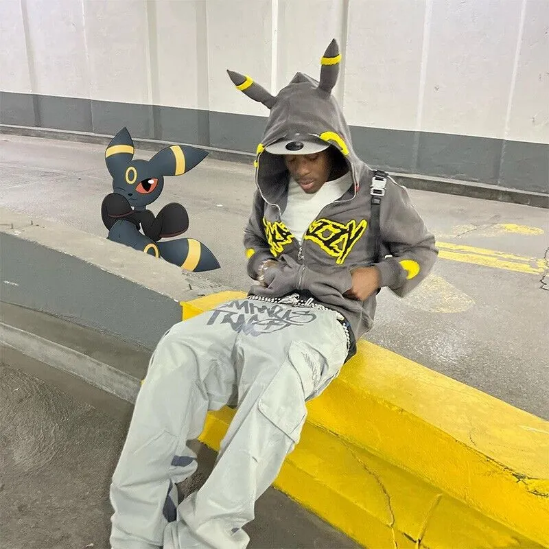 KAKAZZY Moon Umbreon Hoodie Couple Heavyweight Hooded Outerwear