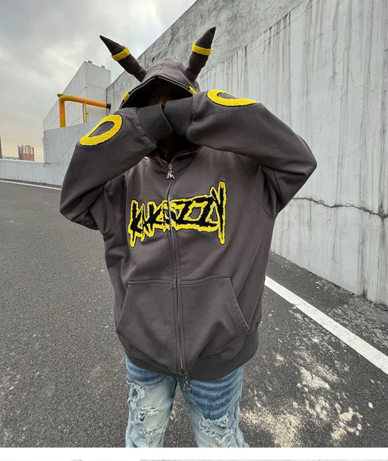 KAKAZZY Moon Umbreon Hoodie Couple Heavyweight Hooded Outerwear