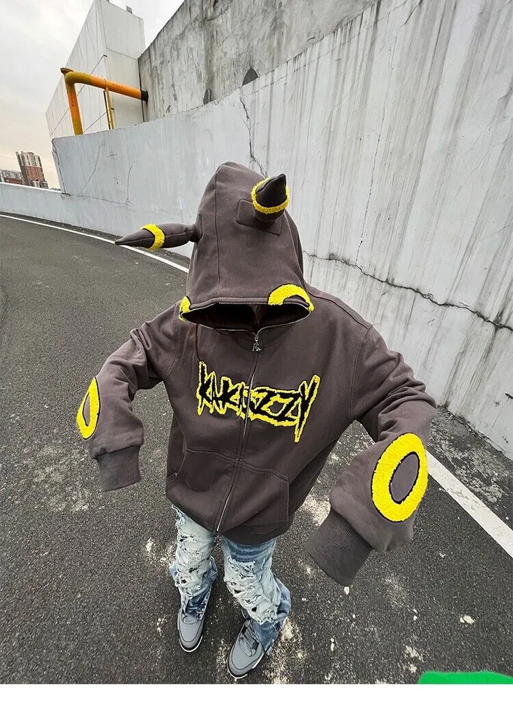 KAKAZZY Moon Umbreon Hoodie Couple Heavyweight Hooded Outerwear