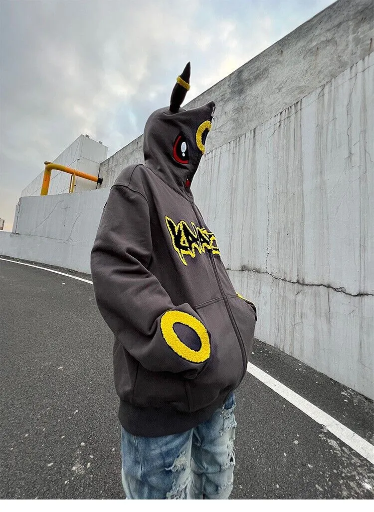 KAKAZZY Moon Umbreon Hoodie Couple Heavyweight Hooded Outerwear