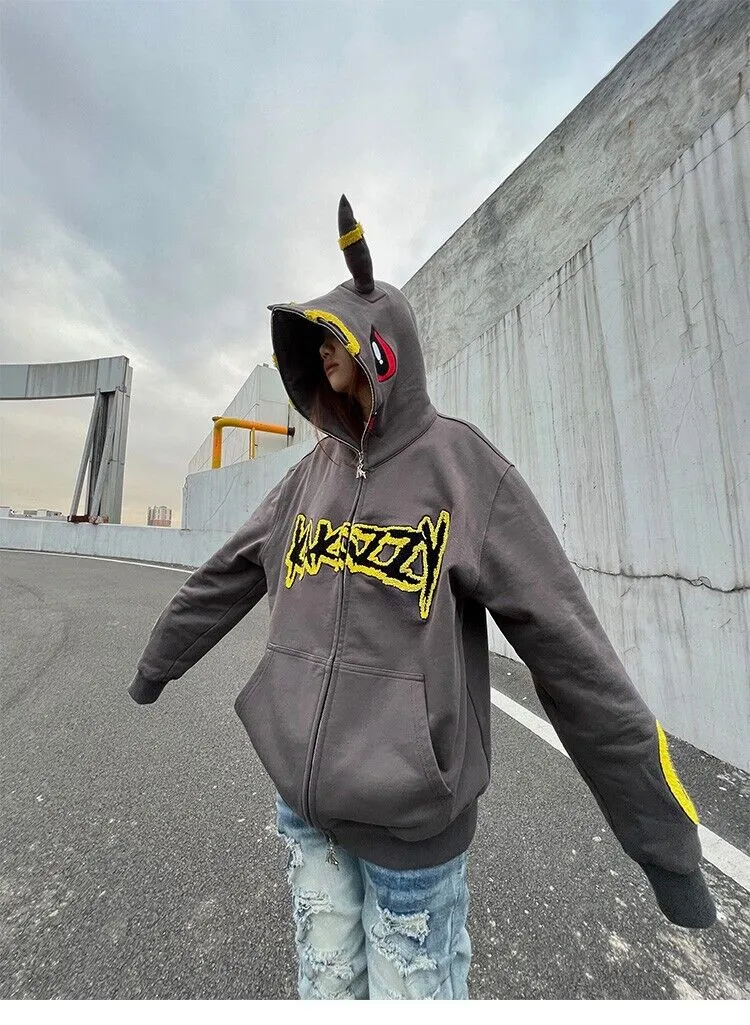 KAKAZZY Moon Umbreon Hoodie Couple Heavyweight Hooded Outerwear