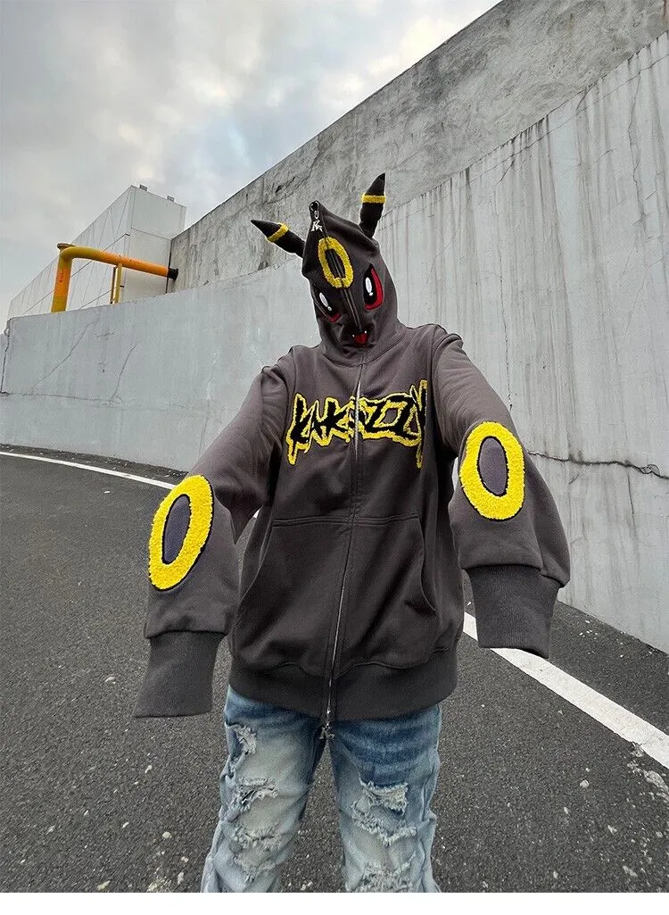 KAKAZZY Moon Umbreon Hoodie Couple Heavyweight Hooded Outerwear