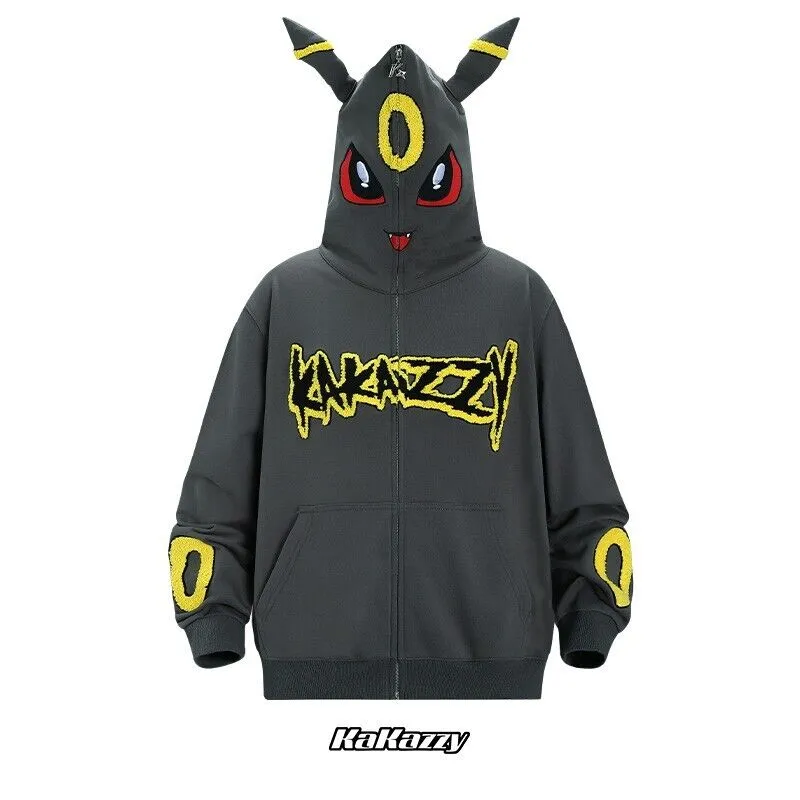 KAKAZZY Moon Umbreon Hoodie Couple Heavyweight Hooded Outerwear