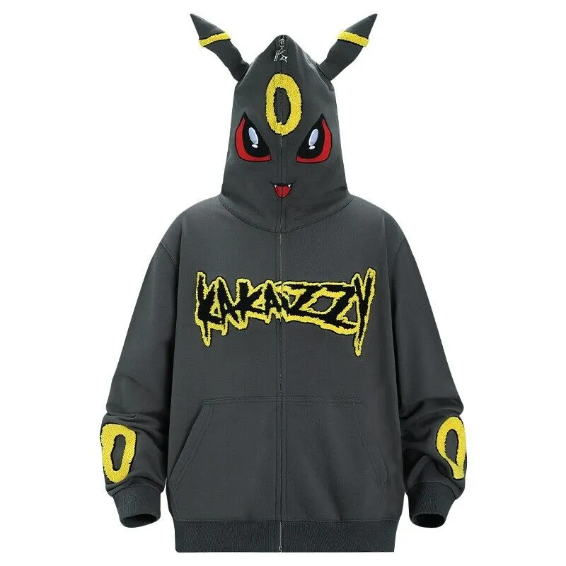 KAKAZZY Moon Umbreon Hoodie Couple Heavyweight Hooded Outerwear