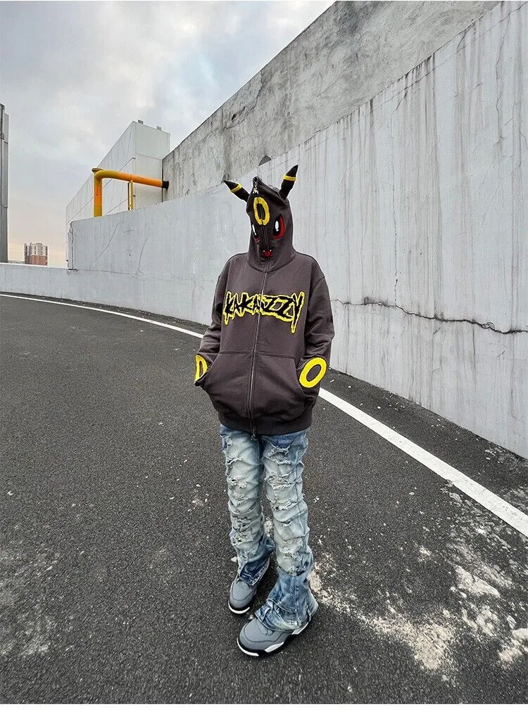 KAKAZZY Moon Umbreon Hoodie Couple Heavyweight Hooded Outerwear