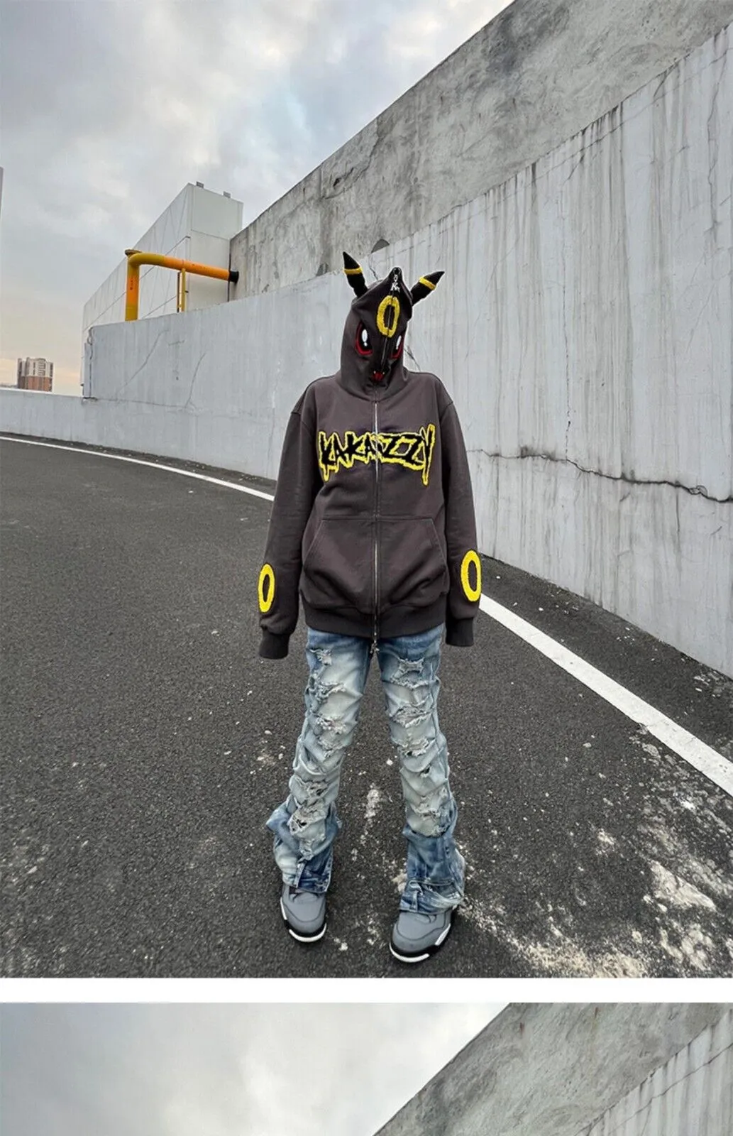 KAKAZZY Moon Umbreon Hoodie Couple Heavyweight Hooded Outerwear