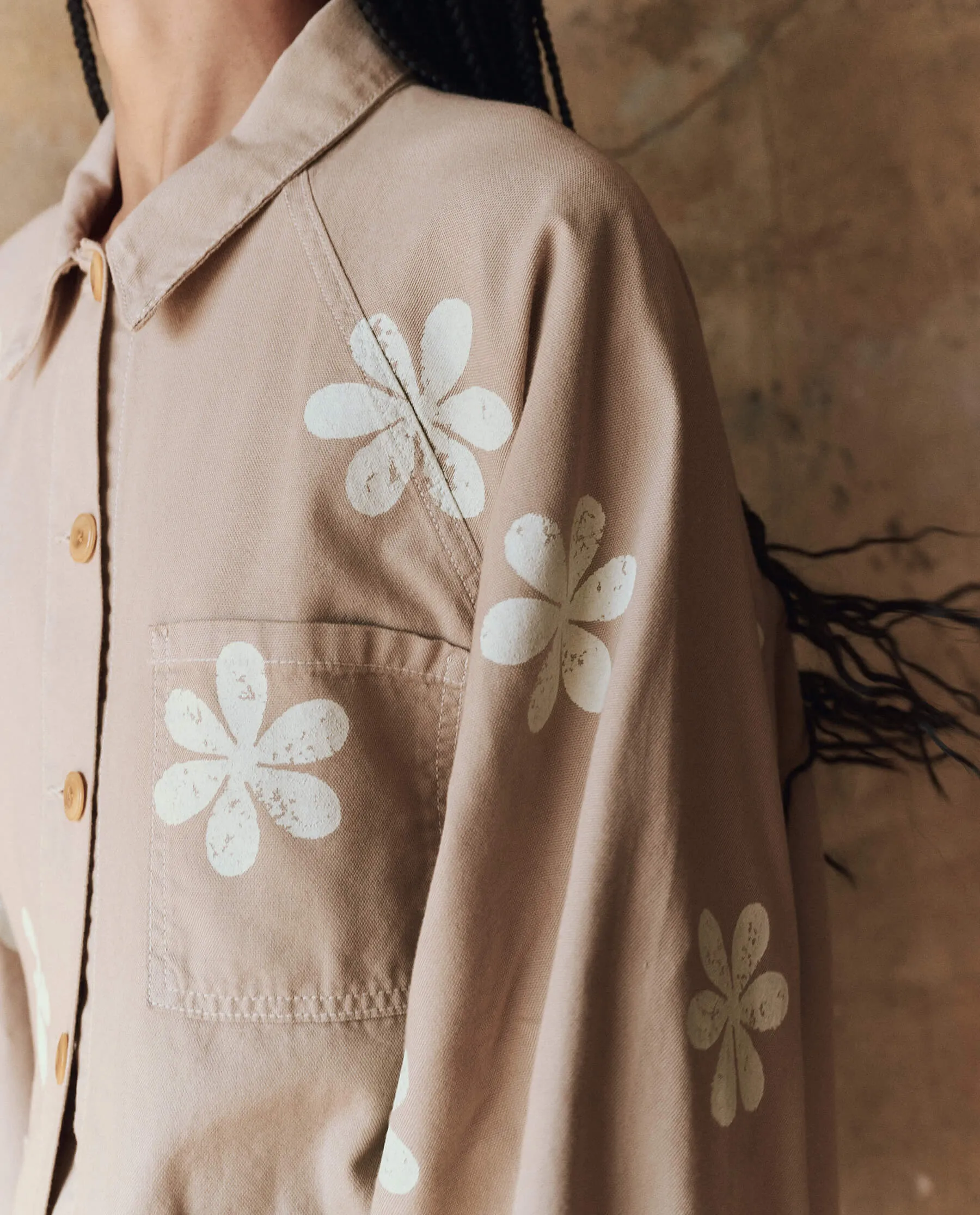 Khaki Commodore Jacket Featuring Daisy Stamp