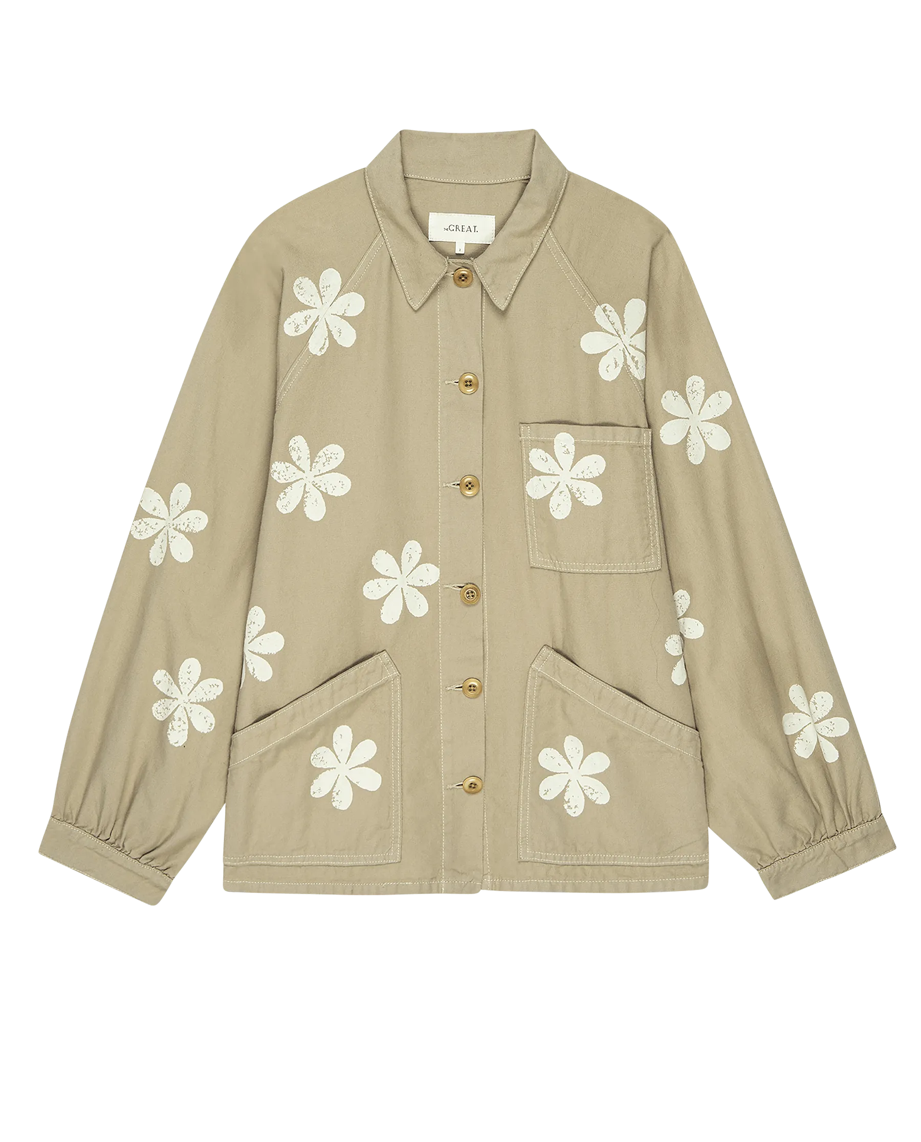 Khaki Commodore Jacket Featuring Daisy Stamp