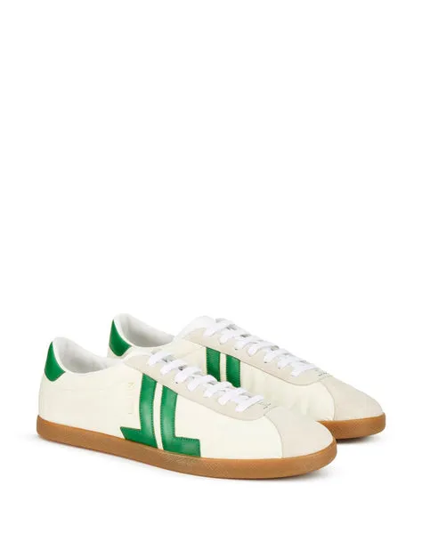 Lanvin Ecru/Green Low Top Nylon Sneakers