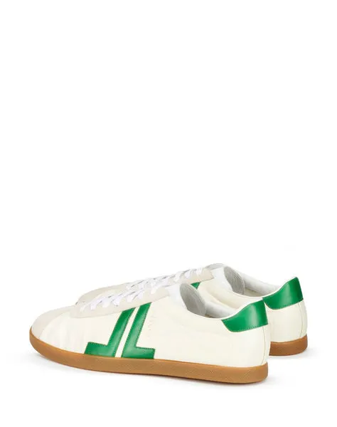 Lanvin Ecru/Green Low Top Nylon Sneakers