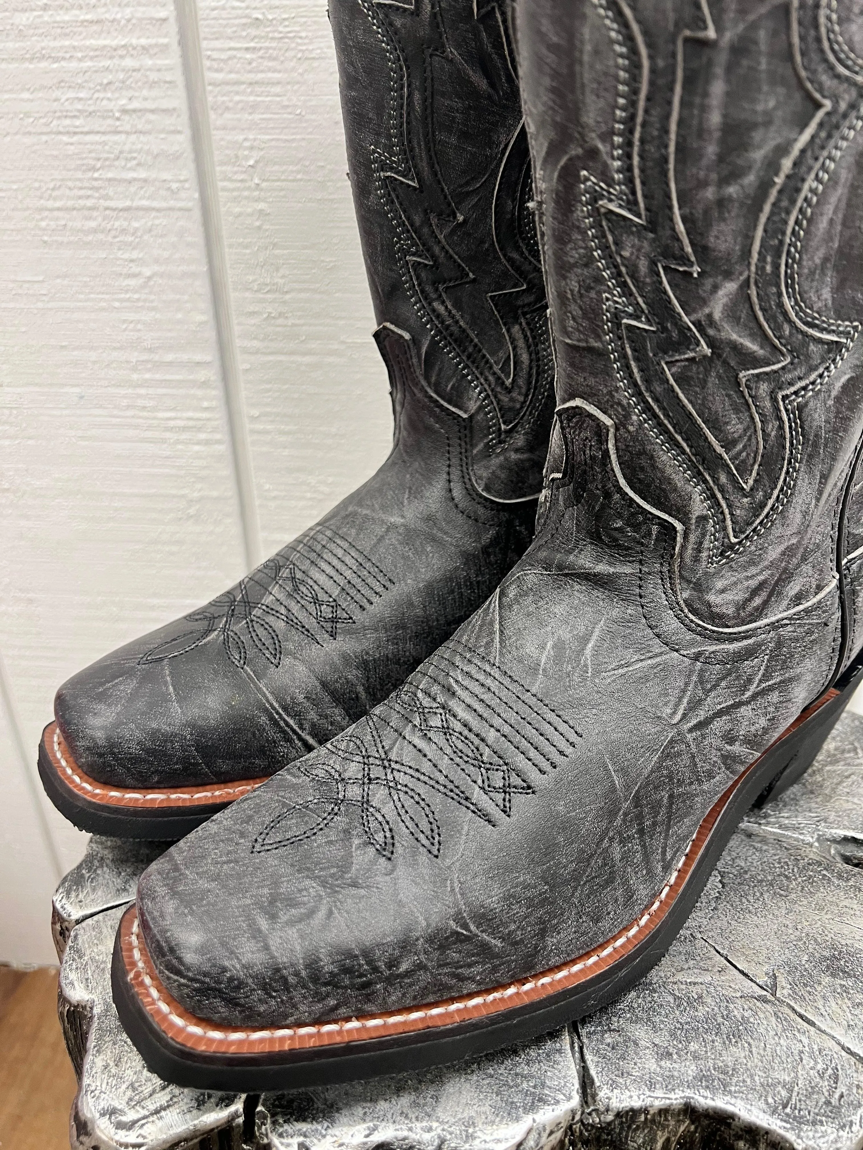 Laredo Men's Jessco Black Sanded Square Toe Cowboy Boots 68557