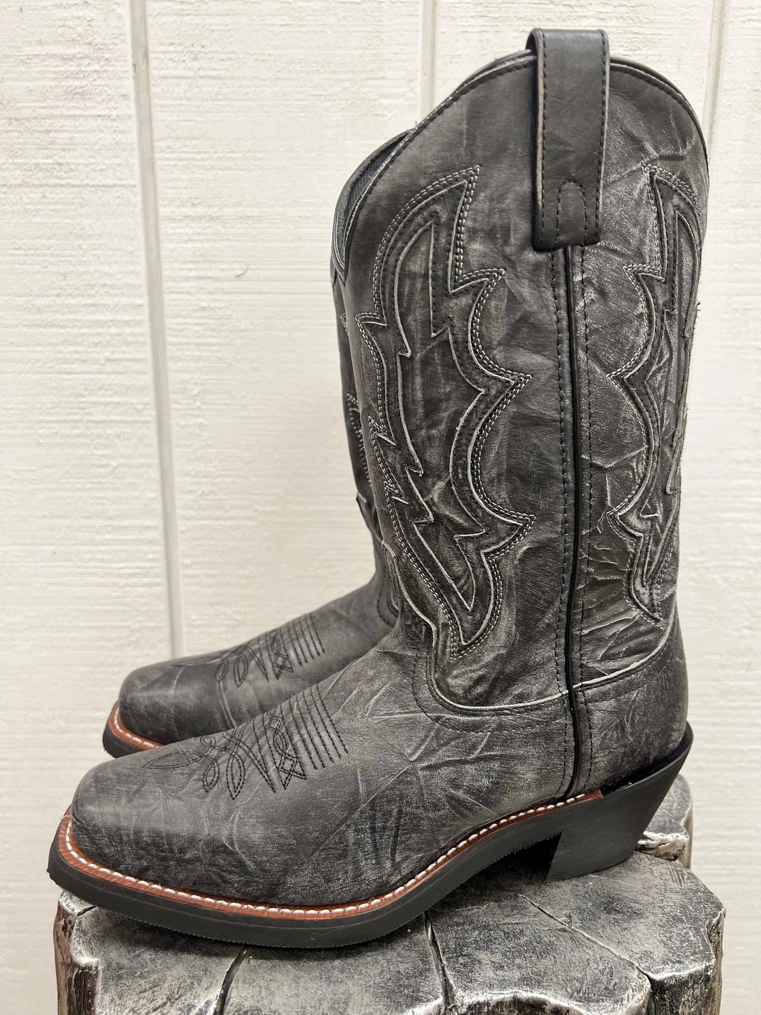 Laredo Men's Jessco Black Sanded Square Toe Cowboy Boots 68557