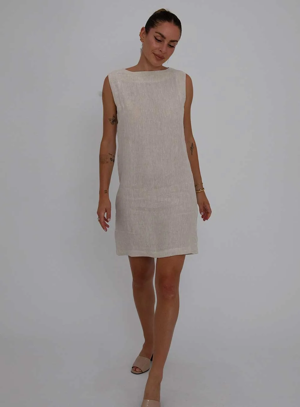 Layla Dress in OATMEAL color - Shop Now.