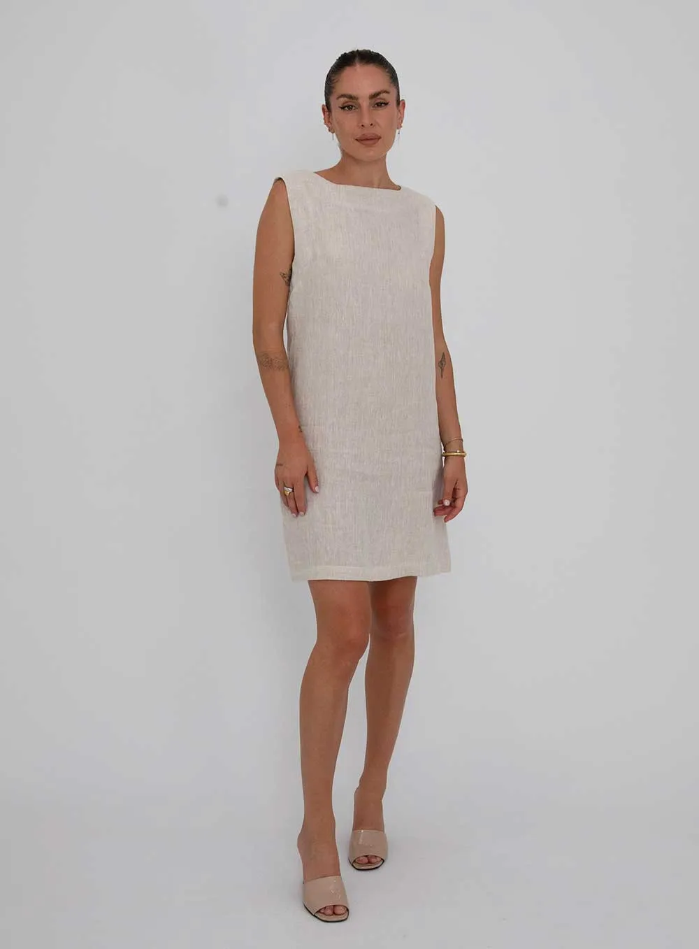 Layla Dress in OATMEAL color - Shop Now.