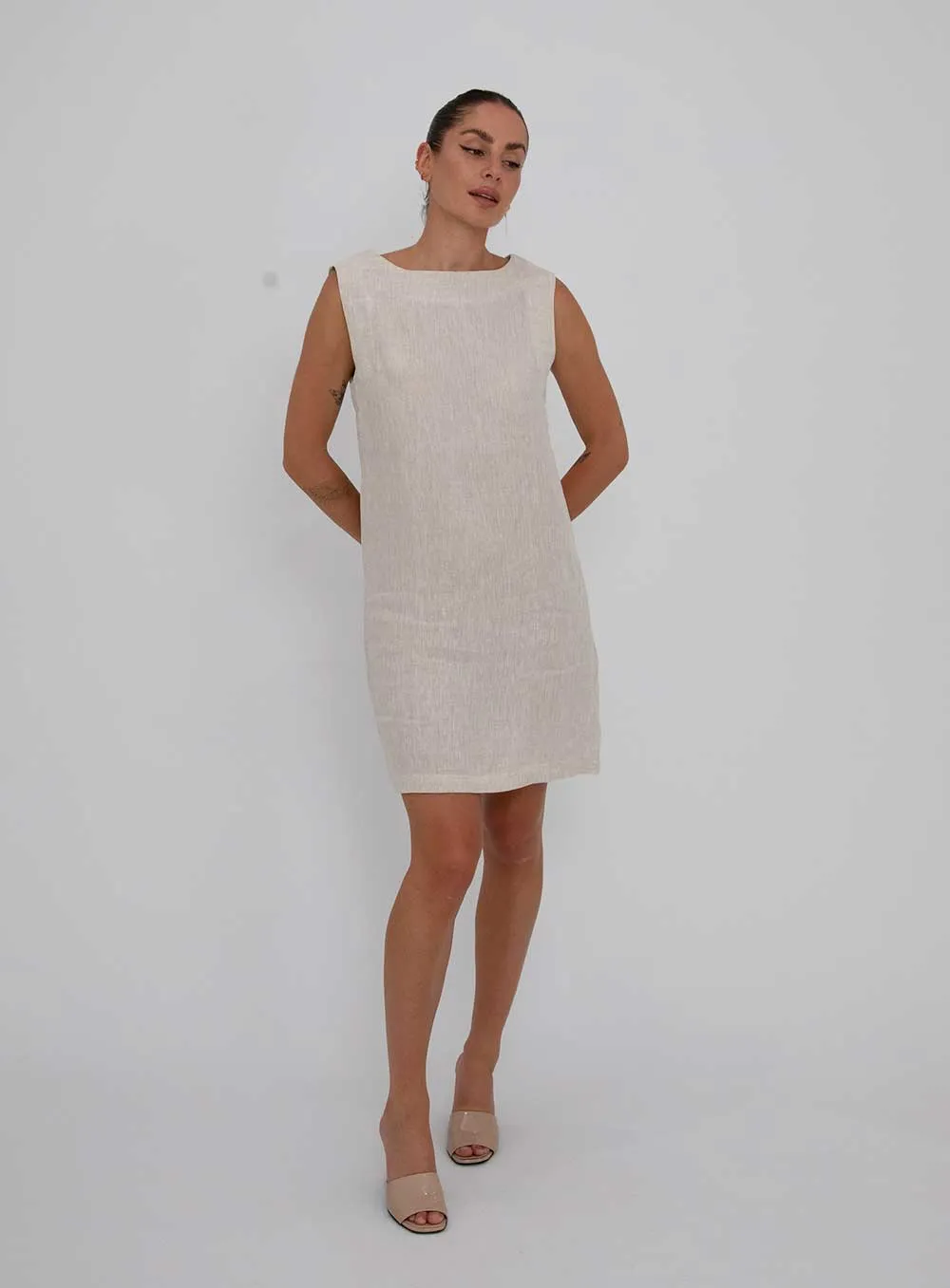 Layla Dress in OATMEAL color - Shop Now.